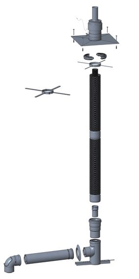 Wolf Anschluss-Set C33x, DN60/100 - DN58/110, Edelstahl, flexibel im Schacht, für lange Lebensdauer und Korrosionsbeständigkeit