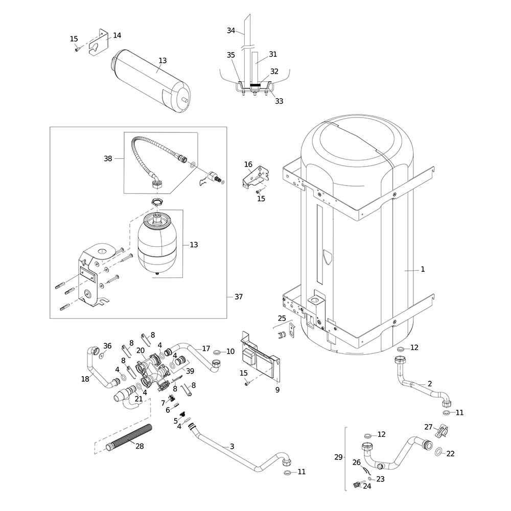 Buderus Speicher 48 Liter (emailliert) für Logamax plus GB172-24 T50 87167621520