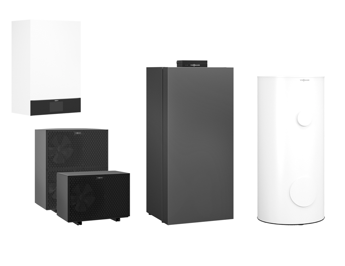 Viessmann Vitocal 250-A Hybridpaket A10, 230V, mit Vitocrossal 300 CU3A 26 kW, 250 l Speicher Z033174