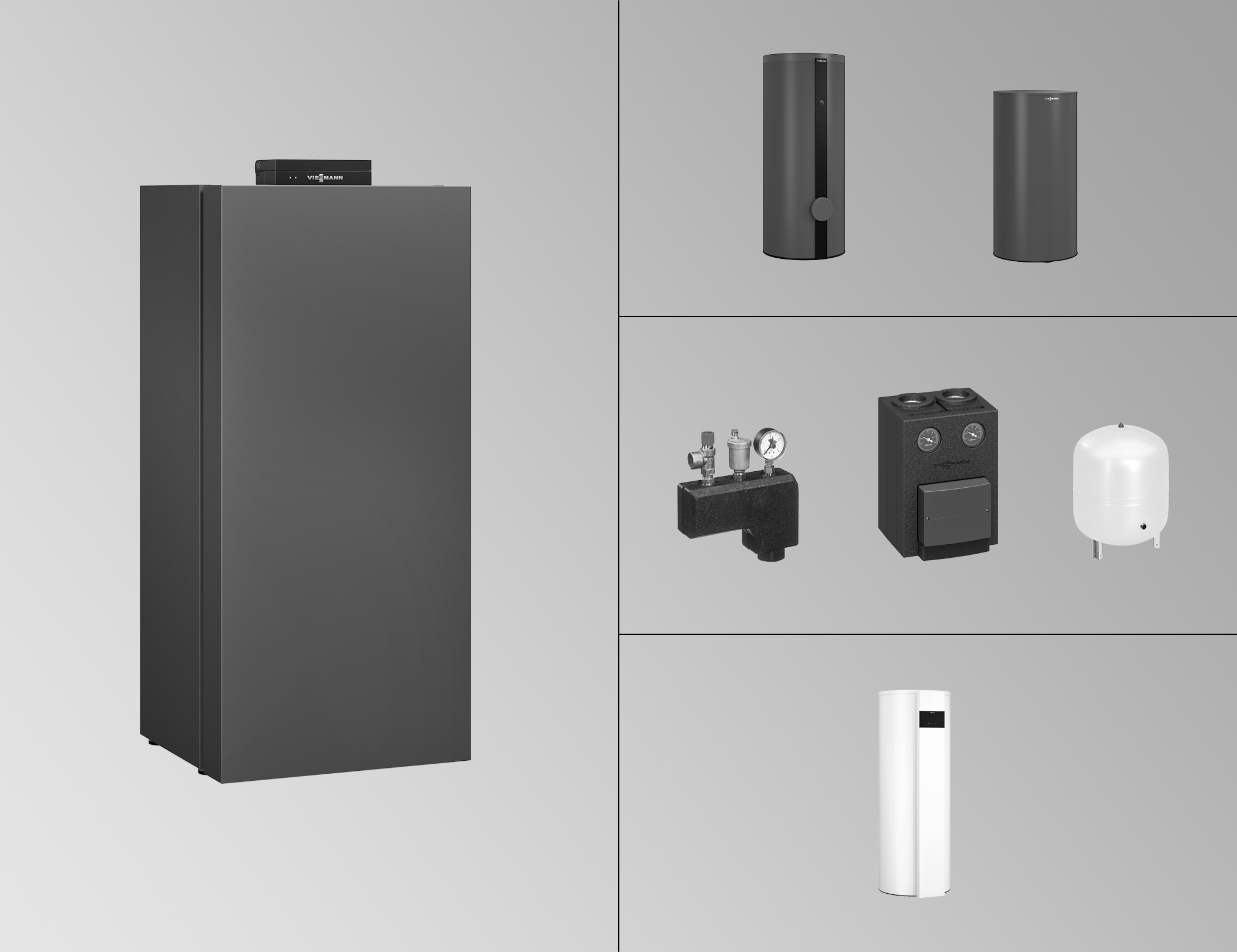 Viessmann Paket Vitocrossal 300 Typ CU3A, 35kW, mit Zubehör Verteiler für solare HU Z029922