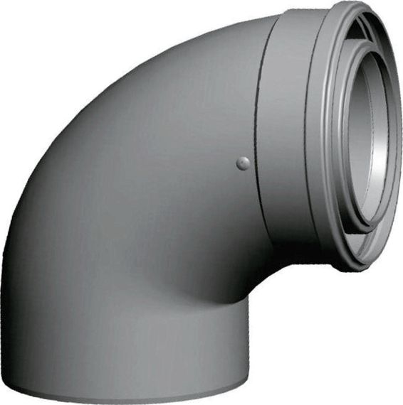 Wolf Bogen konzentrisch 87° für Luft-/Abgasrohr DN 80/125, weiß, steckbar