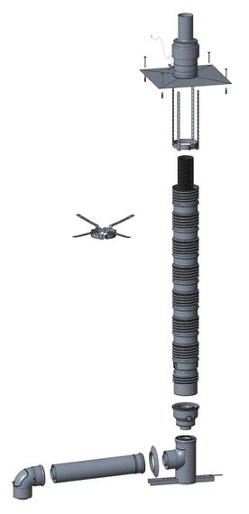 Wolf Anschluss-Set C33x, DN60/100 - DN83/125, flexibel im Schacht, Edelstahl 2652177