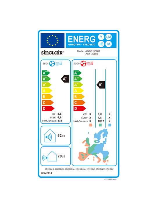 Sinclair New Uni DC Inverter Außengerät R32 8,5 kW Kühlen / 8,8 kW Heizen ASGE-30BI2