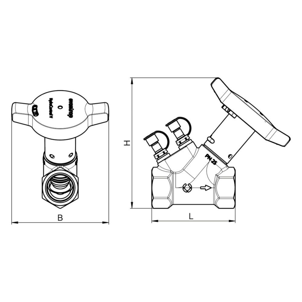 Oventrop Strangregulierventil HydroControl V PN25 DN15, Rp1/2, OVread, EZB 7738339603