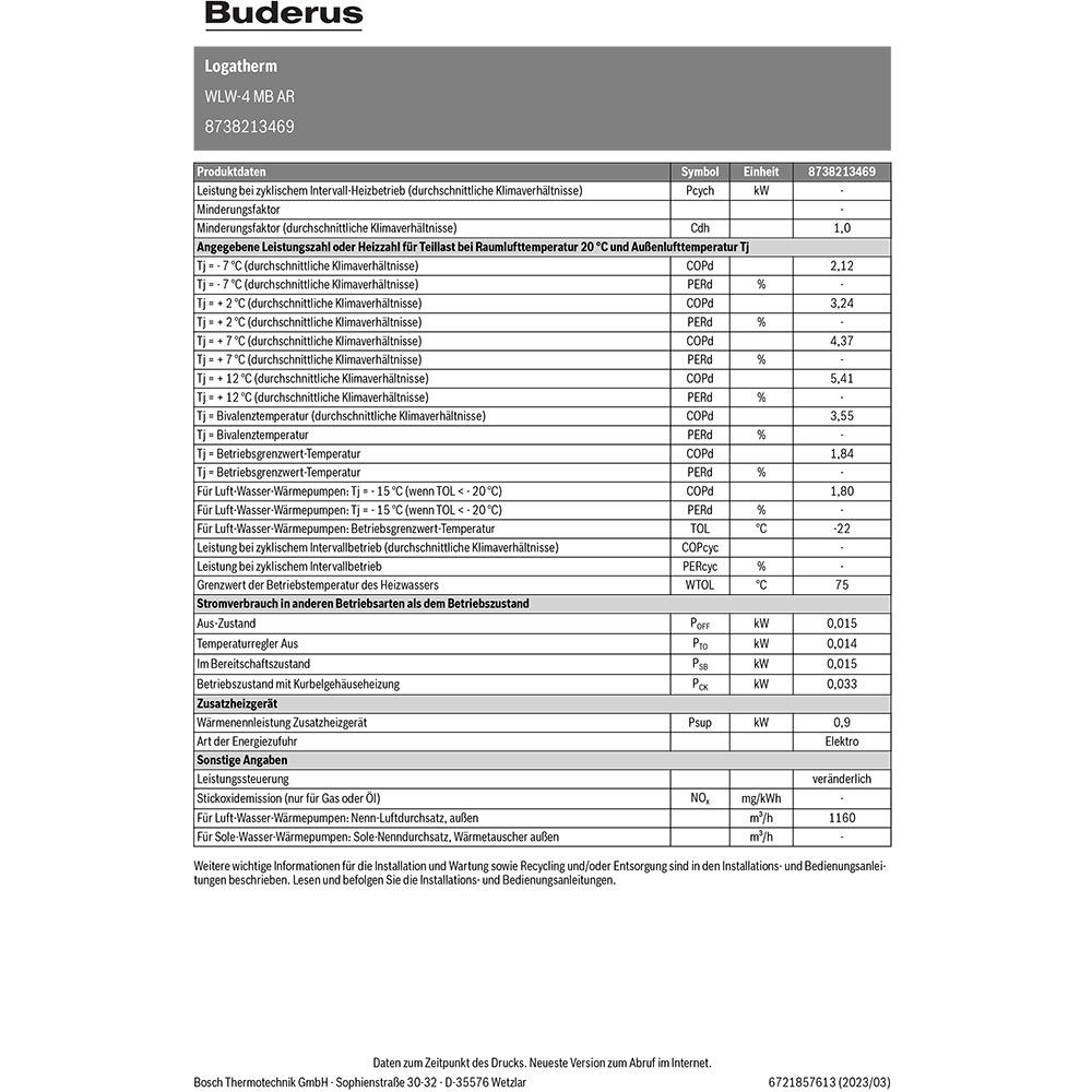 Buderus Luft-Wasser-Wärmepumpe Logatherm WLW-4 MB AR Außeneinheit Monoblock reversibel
