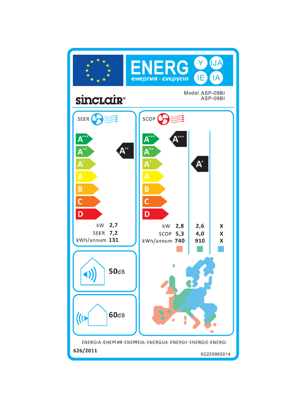 Sinclair, Bi-Flow Außengerät Inverter 3,5 kW Kühlen / 3,8 kW Heizen ASP-12BI A