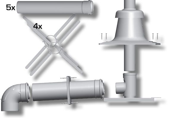 Wolf Paket für Abgasleitung mit Schachteinbau, DN80/125, Kunststoff 2651497Z06