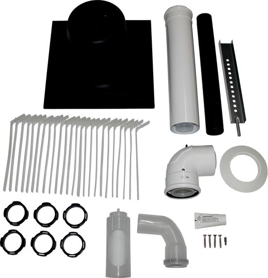 Wolf Anschluss-Set C93x, DN60/100, starr im Schacht DN60, Abdeckung Kunststoff 2651870, komplettes Anschluss-Bausatzset für Brennwertgeräte, DN60
