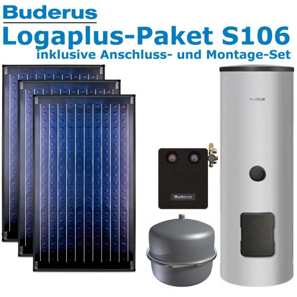 Buderus Logaplus-Paket S106 mit 7,11m², 3 SKN4.0-AD, ESM300, SM100
